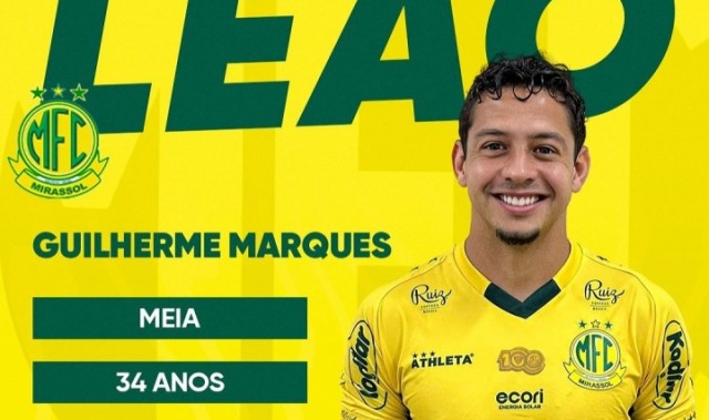 官方：巴甲球队米拉索尔签下34岁吉列尔梅，球员此前效力长春亚泰